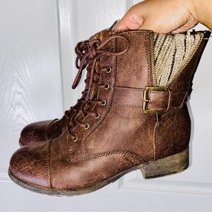 Jellypop Dita Brown Combat Ankle Boots
